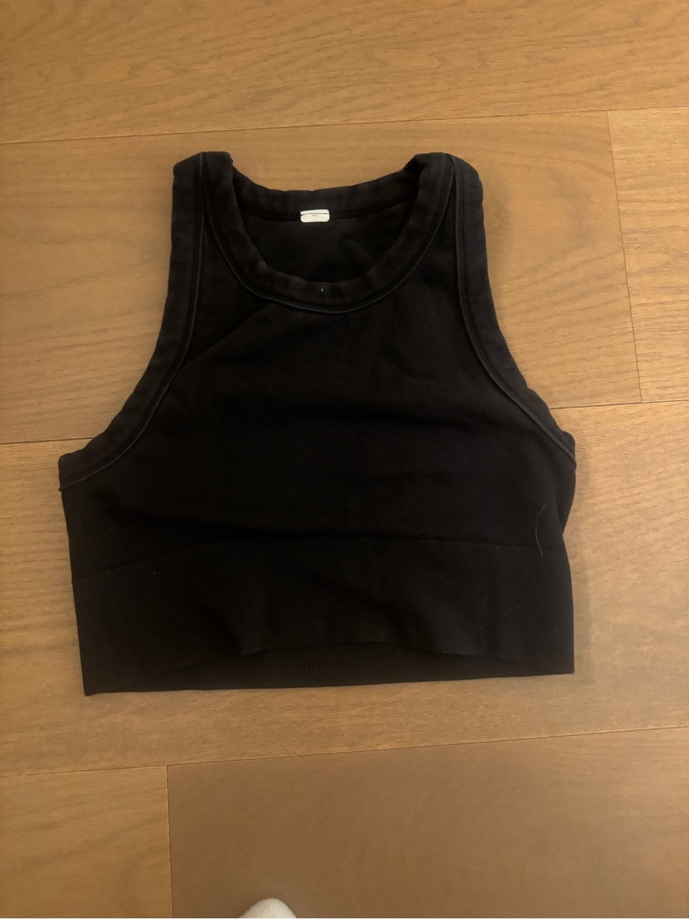 Alo Black Ribbed Crop Tank Top - Women